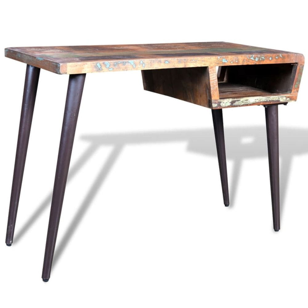 Vidaxl Písací stôl z recyklovaného masívu, železné nohy